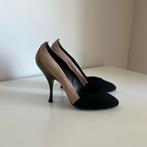 Miu Miu Two-Tone Colourblock Ombré Suede Sculpted Patent Leather Pumps